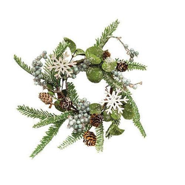 Frosted Fir Berry & Snowflake Candle Ring - The Fox Decor